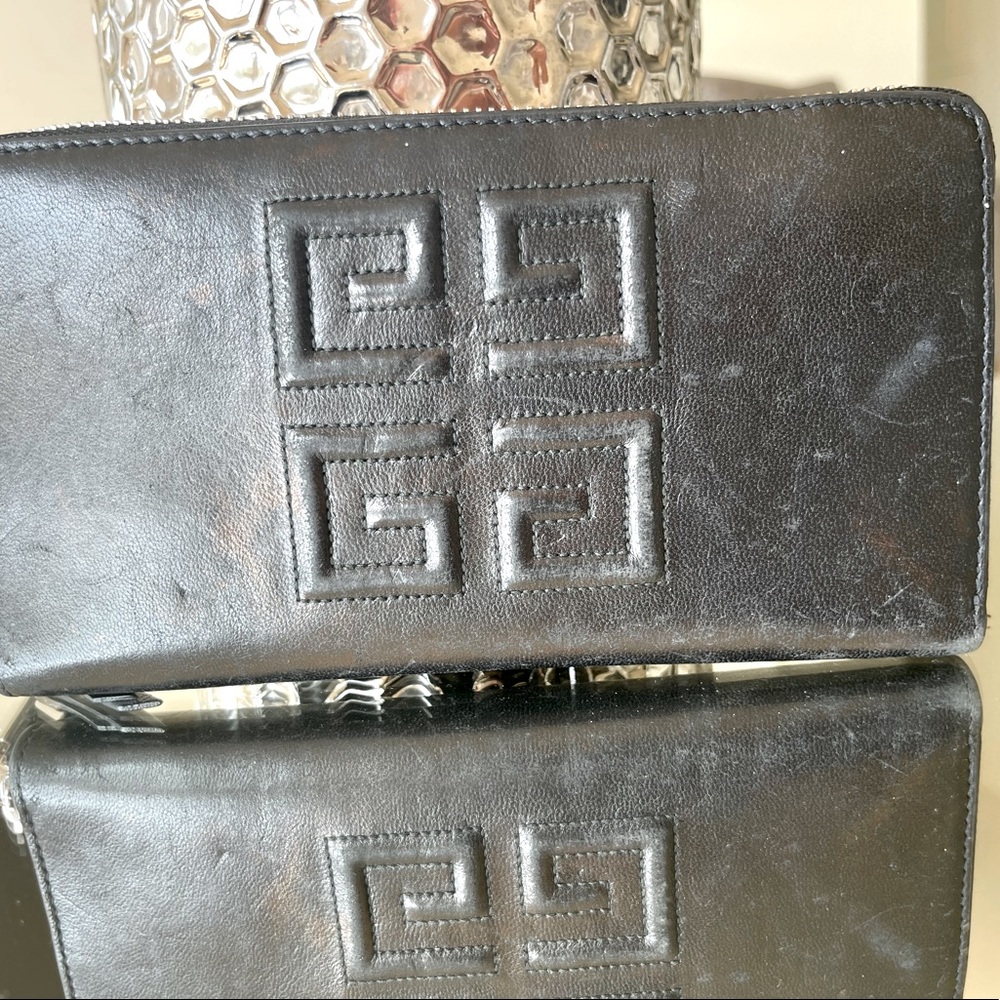 GIVENCHY Emblem Black Leather Zip Around Long Wallet
